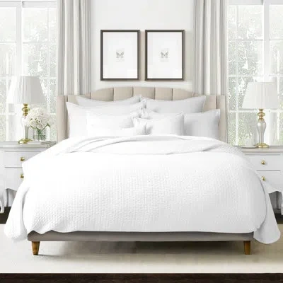 6ix Tailors Fine Linens Hannah Cotton Hand-stitched Comforter Set In White