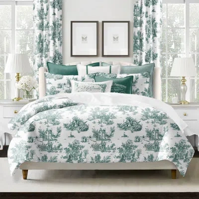 6ix Tailors Fine Linens Jardin Du Jouy Toile Evergreen Comforter Set 8 Piece