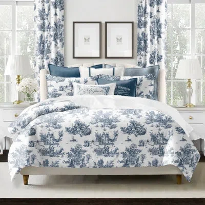 6ix Tailors Fine Linens Jardin Du Jouy Toile Indigo Comforter Set 8 Piece