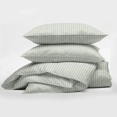 6ix Tailors Fine Linens Pacific Stripe Cotton Reversible Coverlet Set In Sweet Grass