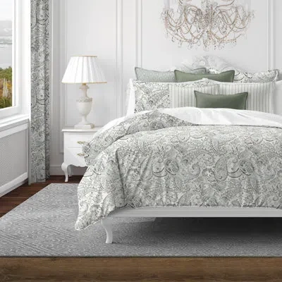 6ix Tailors Fine Linens Paisley Seafoam Cotton Coverlet Set