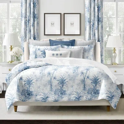 6ix Tailors Fine Linens Palmora Denim Cotton Coverlet 8 Piece Set