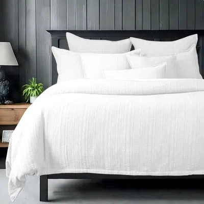 6ix Tailors Fine Linens Payton Cotton Pick Stitch Comforter Set In White
