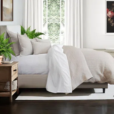6ix Tailors Fine Linens Payton Cotton Pick Stitch Quilt Set In Natural Melange