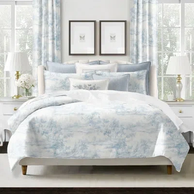 6ix Tailors Fine Linens Rustic Cabin Cornflower Blue Cotton Coverlet Set 8 Piece