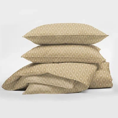 6ix Tailors Fine Linens Samuel Diamonds Reversible Cotton Comforter Set In Gold
