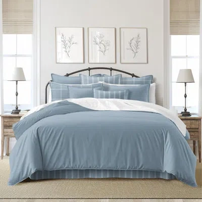 6ix Tailors Fine Linens Shay Solid Cornflower Blue Cotton Comforter Set  8 Piece