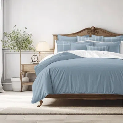 6ix Tailors Fine Linens Shay Solid Cornflower Blue Cotton Coverlet Set  8 Piece