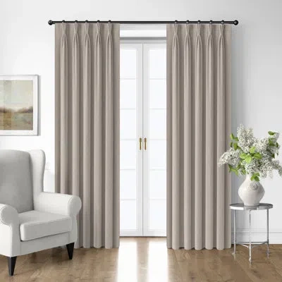 6ix Tailors Fine Linens Shay Solid Natural Cotton Pinch Pleat Drapery Panel Set Of 2