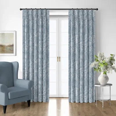 6ix Tailors Fine Linens Shellabrate Cornflower Cotton Pinch Pleat Drapery Panel Set Of 2