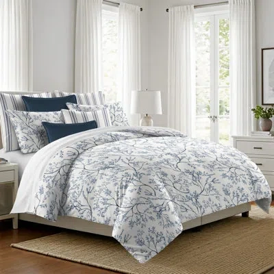 6ix Tailors Fine Linens Tinsley Bluebell Cotton Coverlet Set