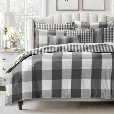 6ix Tailors Fine Linens Walker Buffalo & Check Coverlet 8 Piece Designer Set In Iron