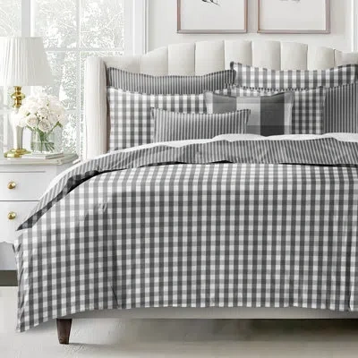 6ix Tailors Fine Linens Walker Check Coverlet 8 Piece Designer Set In Iron