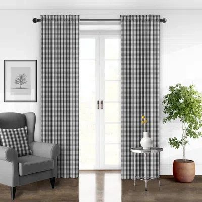 6ix Tailors Fine Linens Walker Check Rod Pocket Room Darkening Curtain Pair (set Of 2) In Iron