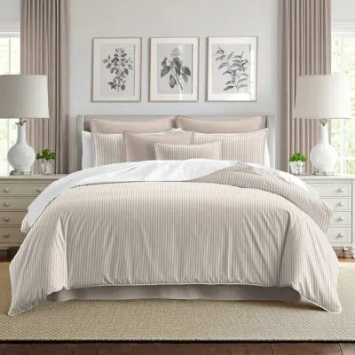 6ix Tailors Fine Linens Walker Ticking Stripe Natural/ivory Cotton Coverlet Set In Natural,ivory