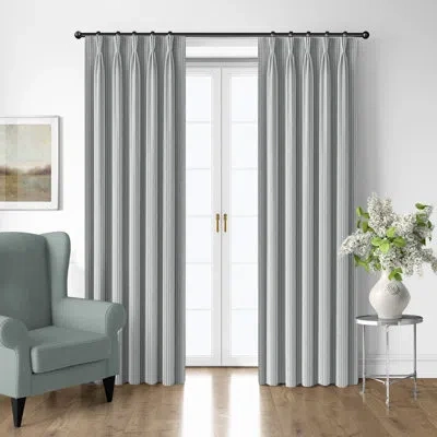 6ix Tailors Fine Linens Walker Ticking Stripe Sage Cotton Pinch Pleat Drapery Panel Set Of 2