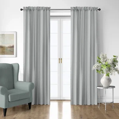6ix Tailors Fine Linens Walker Ticking Stripe Sage Cotton Rod Pocket Drapery Panel Set Of 2