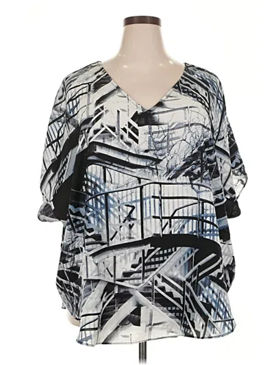 Pre-owned 6th & Lane Short Sleeve Blouse In Blue