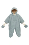 7 A.m. Enfant Benji Water Repellent Hooded Snowsuit With Attached Mittens In Blue
