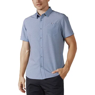 7 Diamonds Arcos Geo Print Short Sleeve Performance Button-up Shirt In Blue