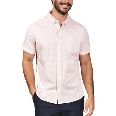 7 Diamonds Arden Damask Print Short Sleeve Stretch Button-up Shirt