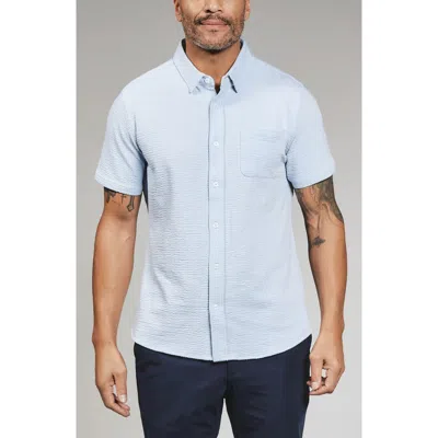 7 Diamonds Bennet Stripe Seersucker Short Sleeve Button-up Shirt In Blue