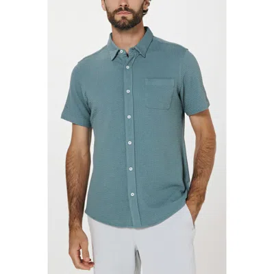 7 Diamonds Bennet Stripe Seersucker Short Sleeve Button-up Shirt In Green