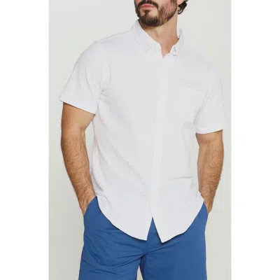 7 Diamonds Bennet Stripe Seersucker Short Sleeve Button-up Shirt In White