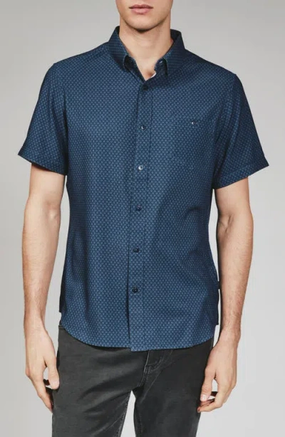 7 Diamonds Bosworth Short Sleeve Button-down Shirt In Blue
