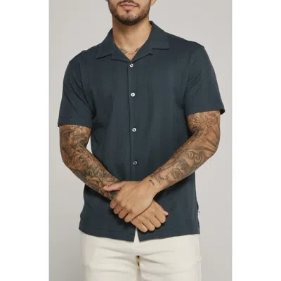 7 Diamonds Burke Ribbed Knit Camp Shirt In Black