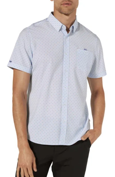 7 Diamonds Colson Medallion Print Short Sleeve Performance Button-up Shirt