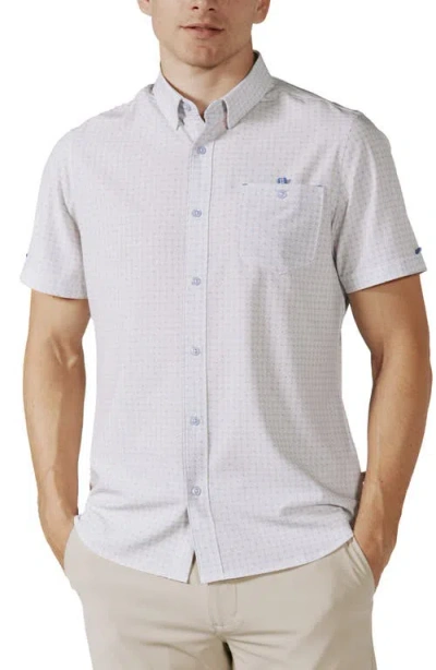 7 Diamonds Colson Medallion Print Short Sleeve Performance Button-up Shirt In Blue