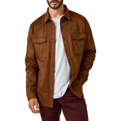 7 Diamonds Country Road Faux Suede Shirt Jacket In Brown