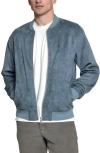 7 Diamonds Evolution Faux Suede Bomber Jacket In Blue