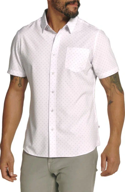7 Diamonds Gareth Floral Dot Short Sleeve Performance Button-up Shirt In White