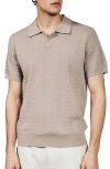 7 Diamonds Gavin Johnny Collar Polo Sweater In Neutral