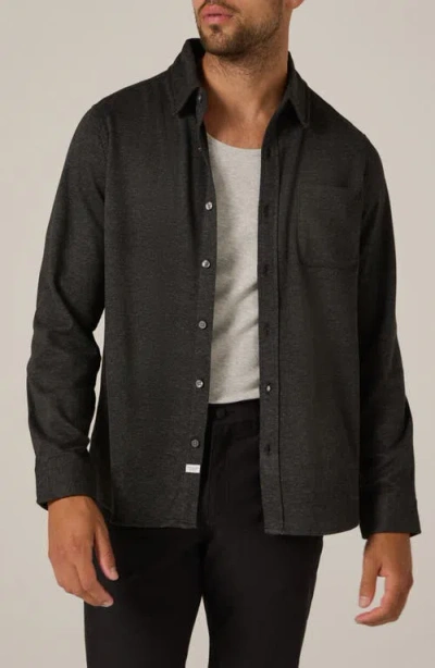 7 Diamonds Generation Heather Knit Button-up Shirt In Black