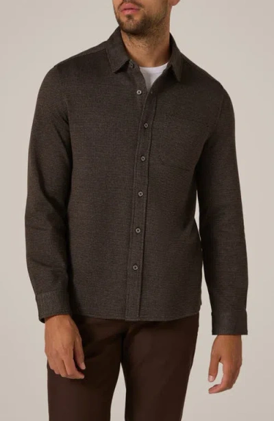 7 Diamonds Generation Houndstooth Knit Button-up Shirt In Brown
