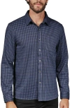 7 Diamonds Generation Houndstooth Knit Button-up Shirt In Navy