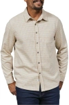 7 Diamonds Generation Houndstooth Knit Button-up Shirt In Tan