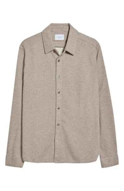 7 Diamonds Generation™ Pinstripe Double Knit Button-up Shirt In Taupe