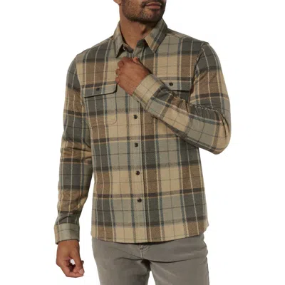 7 Diamonds Generation Plaid Stretch Flannel Button-up Overshirt In Tan