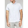 7 Diamonds Holden Leaf Print Short Sleeve Stretch Button-up Shirt In White