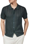 7 Diamonds Kellan Knit Short Sleeve Button-up Shirt In Black