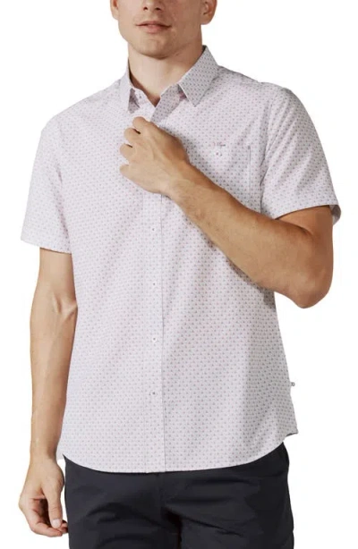 7 Diamonds Kyro Geo Print Short Sleeve Performance Button-up Shirt