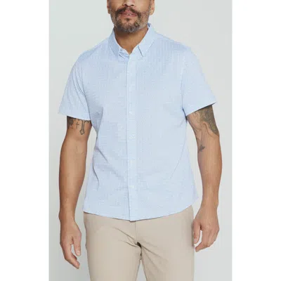 7 Diamonds Landen Short Sleeve Button-up Shirt In Blue