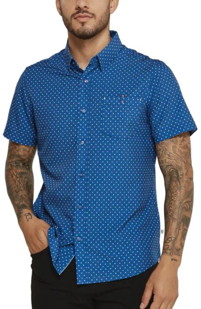 7 Diamonds Lexter Short Sleeve Button-up Shirt In Slate Blue