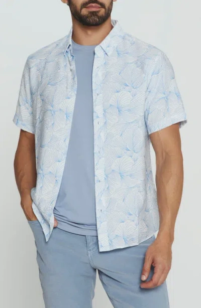 7 Diamonds Linden Floral Short Sleeve Button-up Shirt In Blue