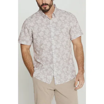 7 Diamonds Lucien Floral Short Sleeve Button-up Shirt In Gray