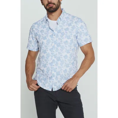 7 Diamonds Lucien Floral Short Sleeve Button-up Shirt In White